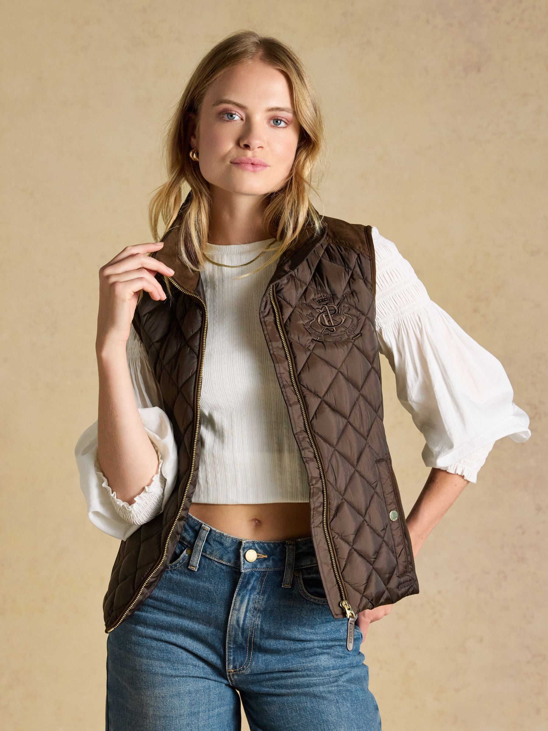 Braemar Luxe Chocolate Brown Showerproof Diamond Quilted Gilet