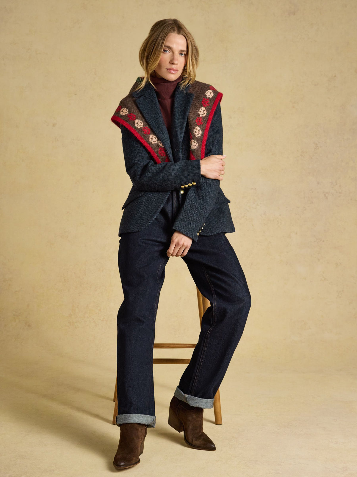 Canterley Tweed Blazer - Navy Herringbone