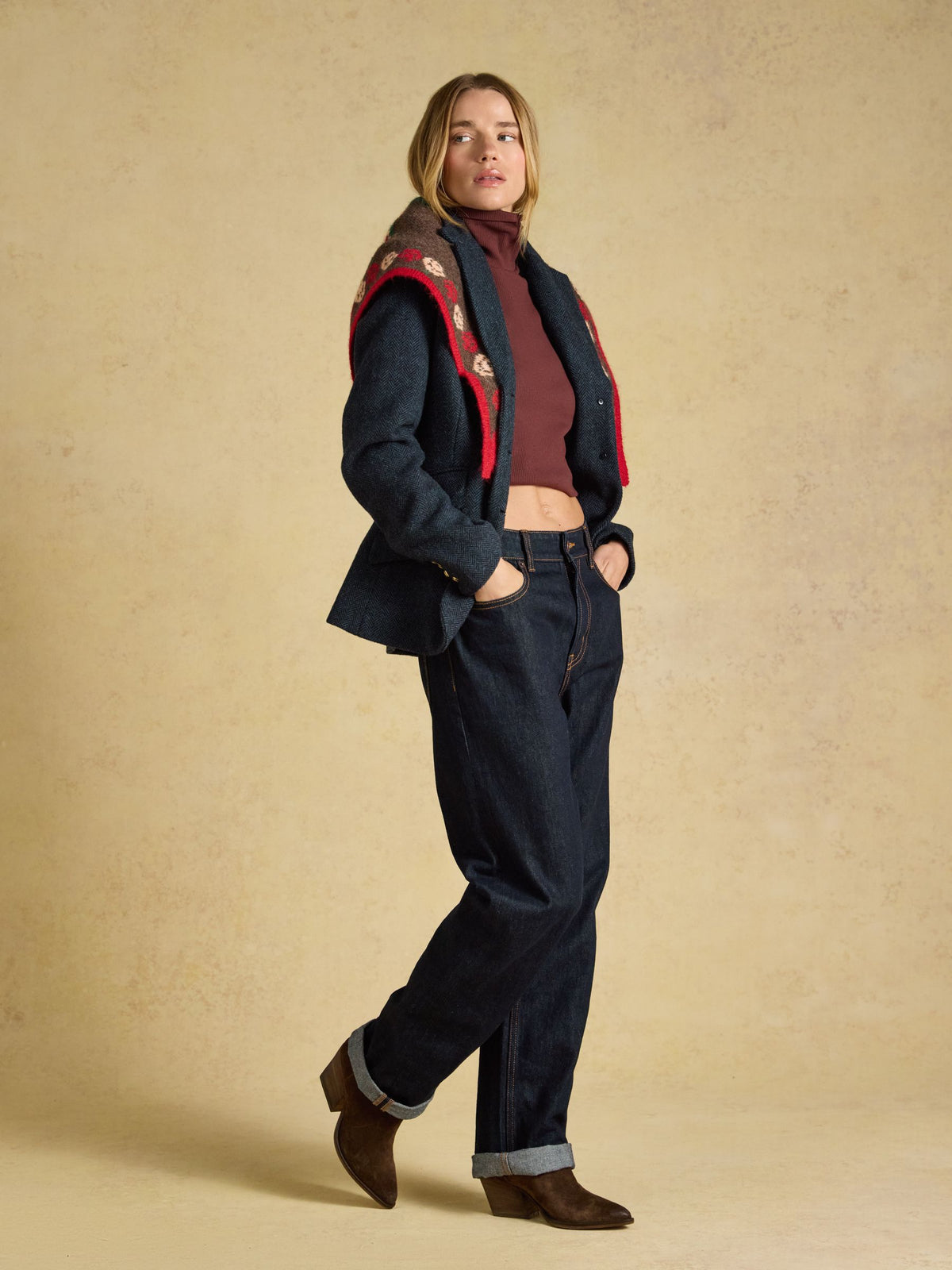 Canterley Tweed Blazer - Navy Herringbone