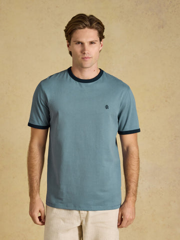 Rugby Club Blue Crew Neck Cotton T-Shirt