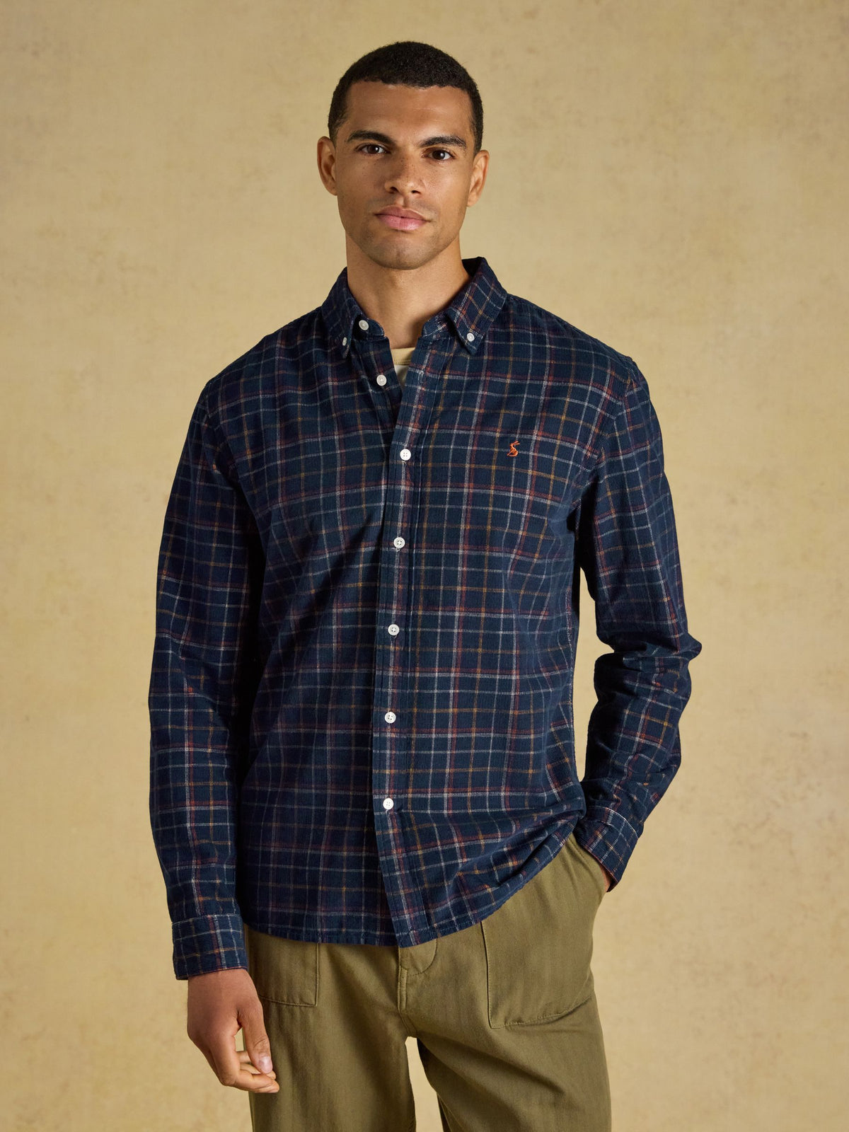 Cord Check Classic Fit Shirt - Navy
