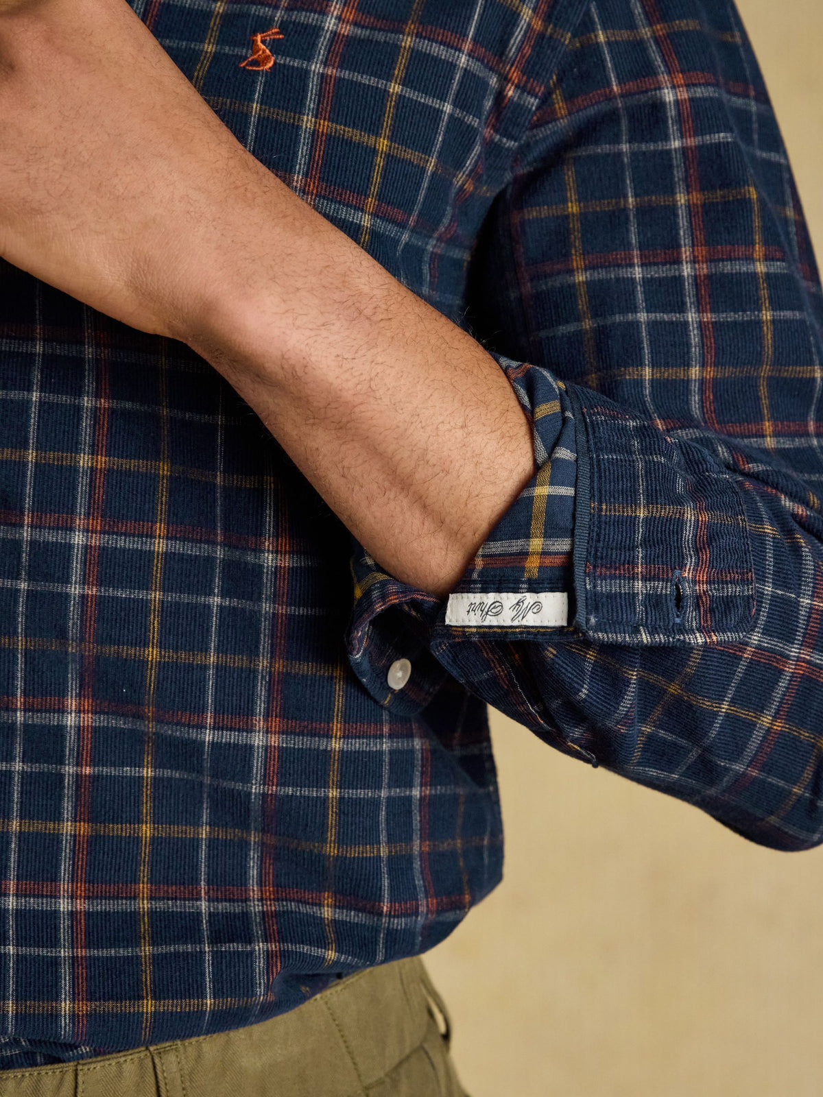 Cord Check Classic Fit Shirt - Navy