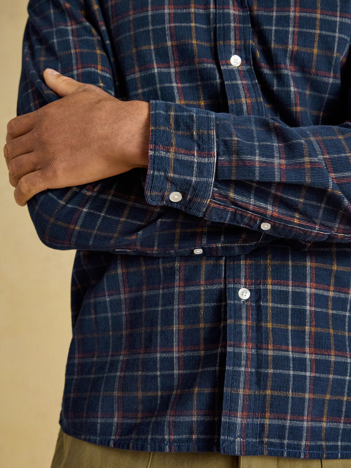 Cord Check Classic Fit Shirt - Navy