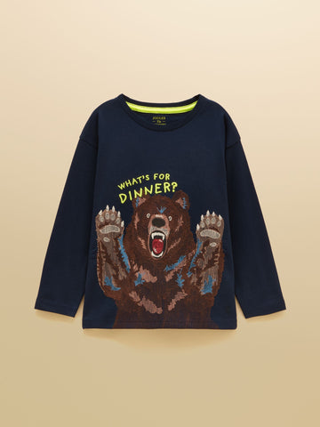 Boys' Finlay Navy Long Sleeve Superstitch Graphic T-Shirt