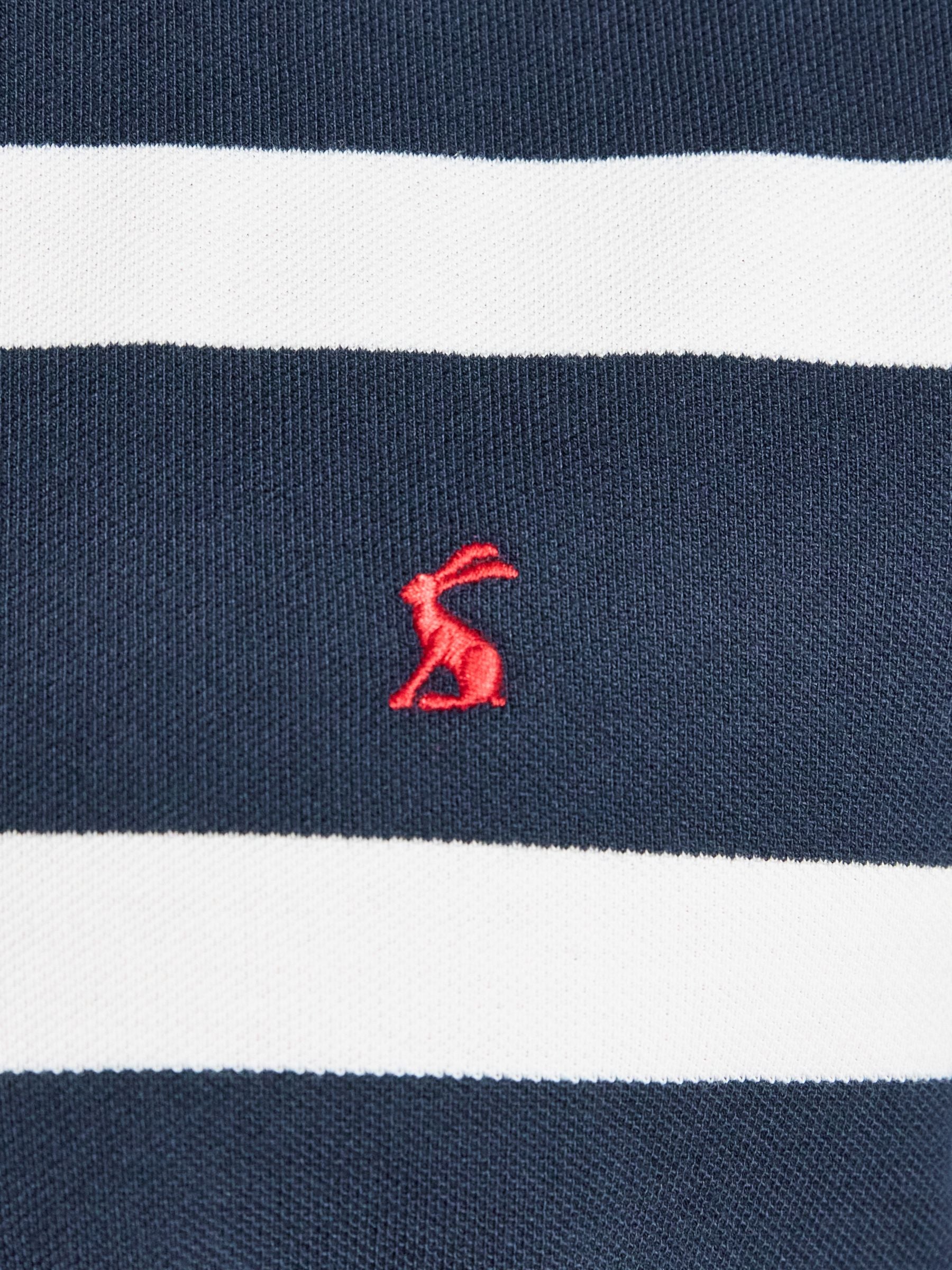 Woody Navy Striped Cotton Pique Polo Shirt