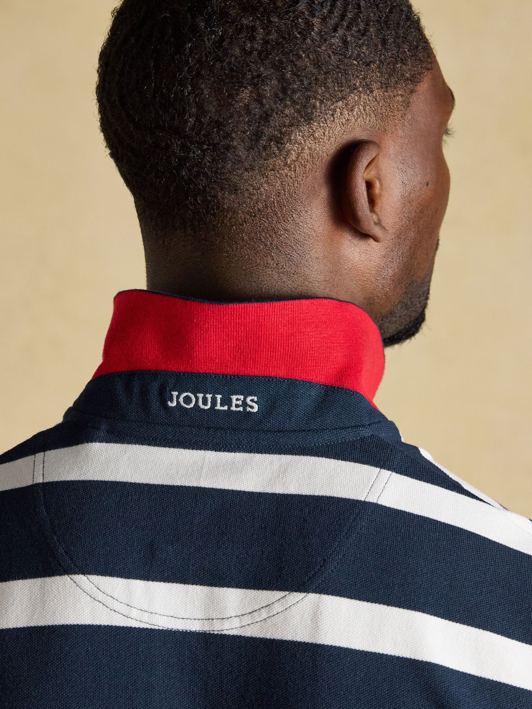 Woody Navy Striped Cotton Pique Polo Shirt