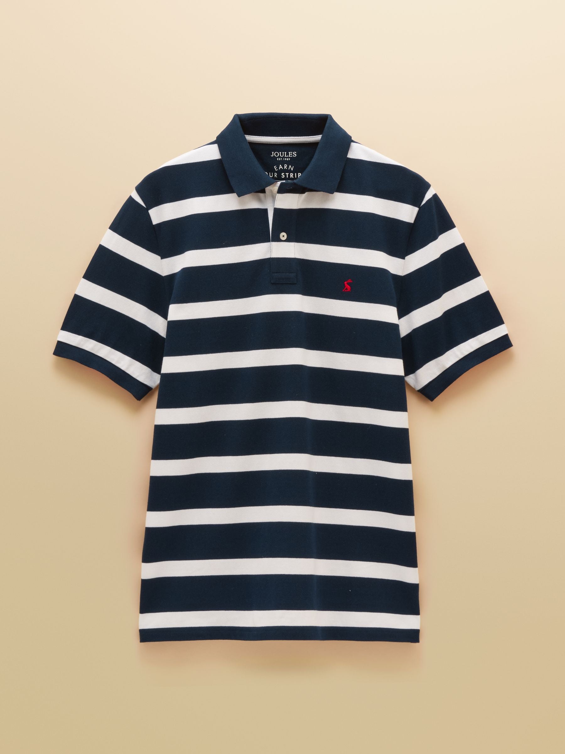 Woody Navy Striped Cotton Pique Polo Shirt