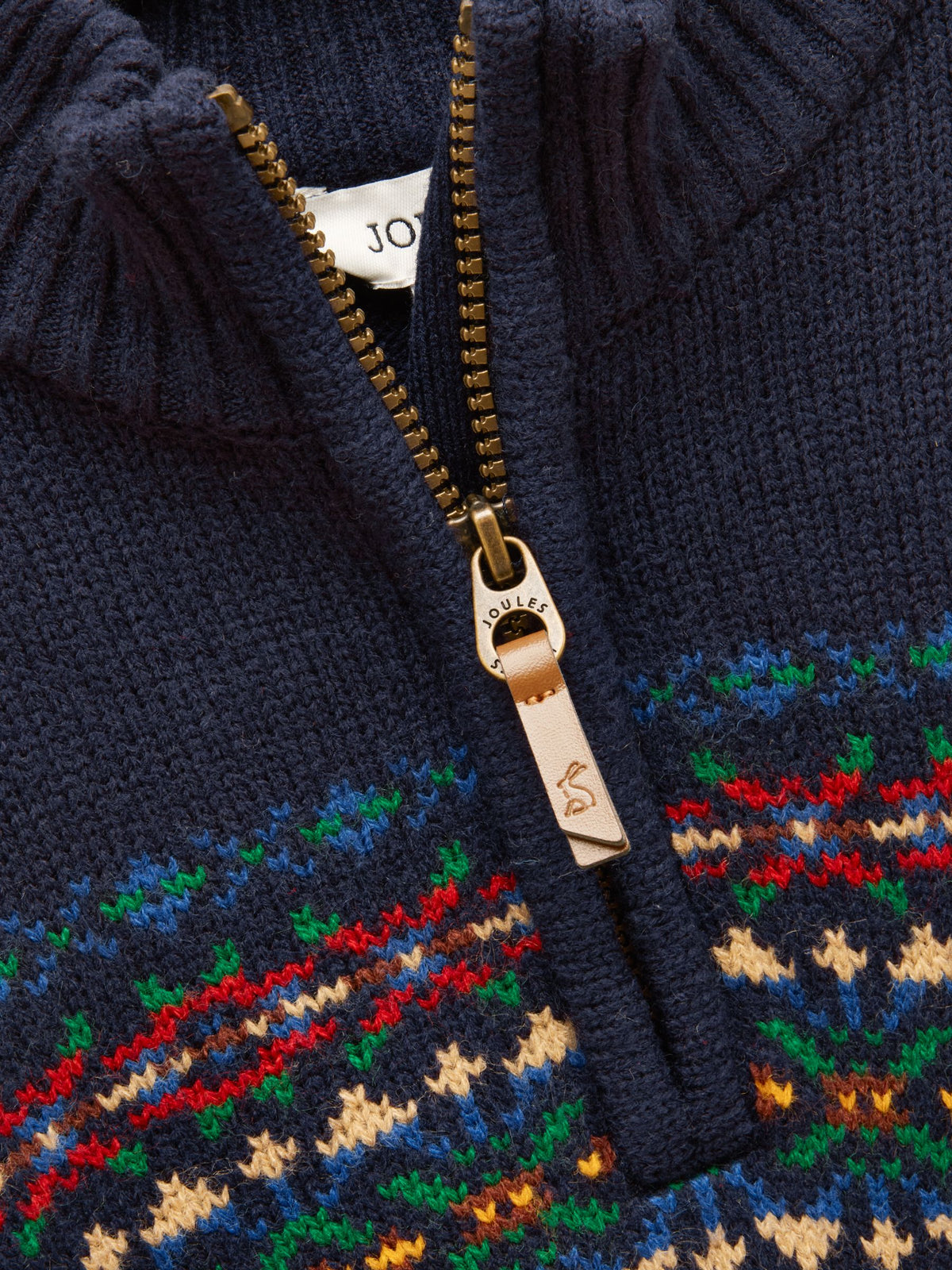 Hillside Fair Isle Quarter Zip Jumper - Navy