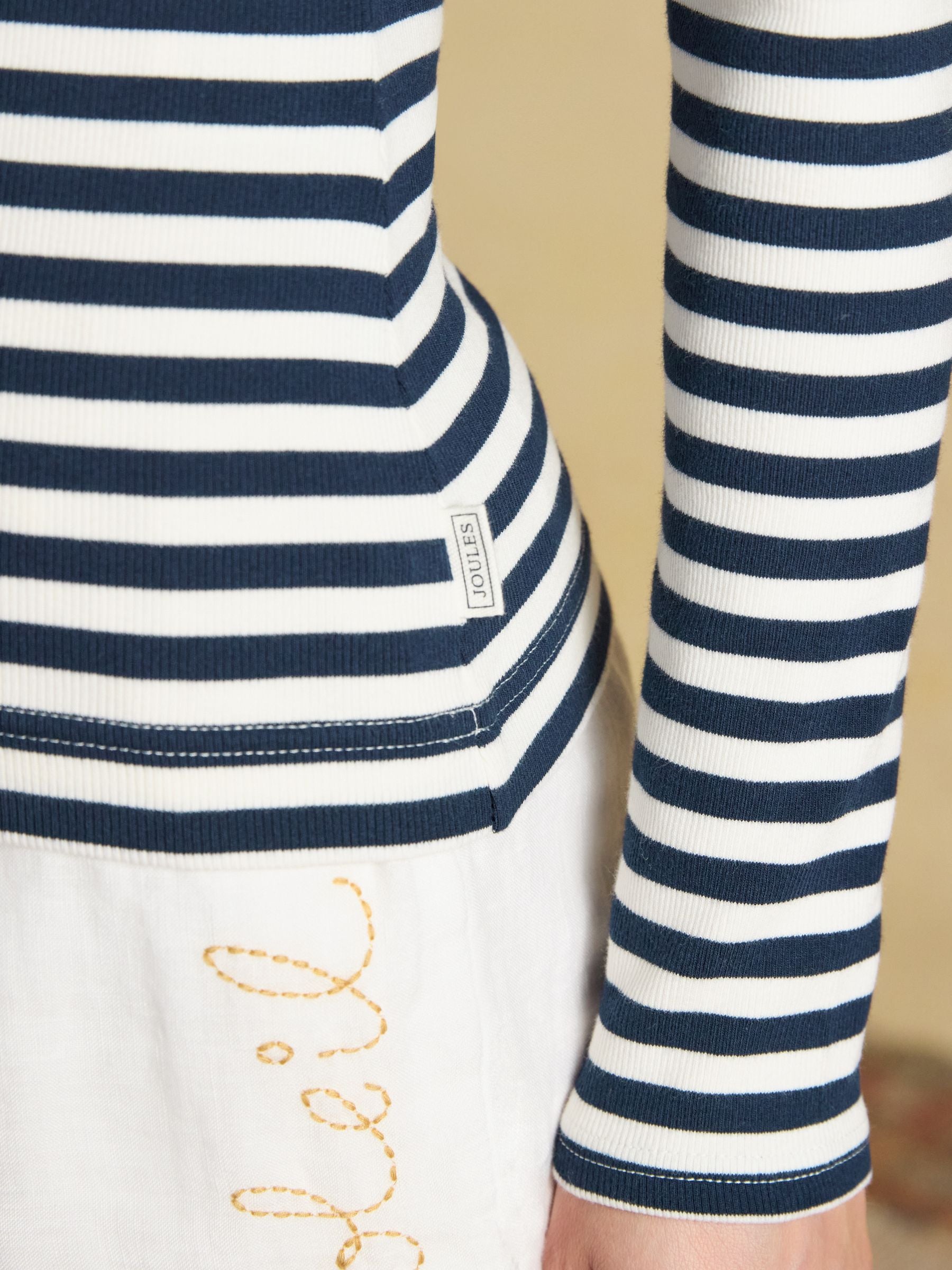 Sophie Navy Striped Long Sleeve Ribbed Fitted T-Shirt