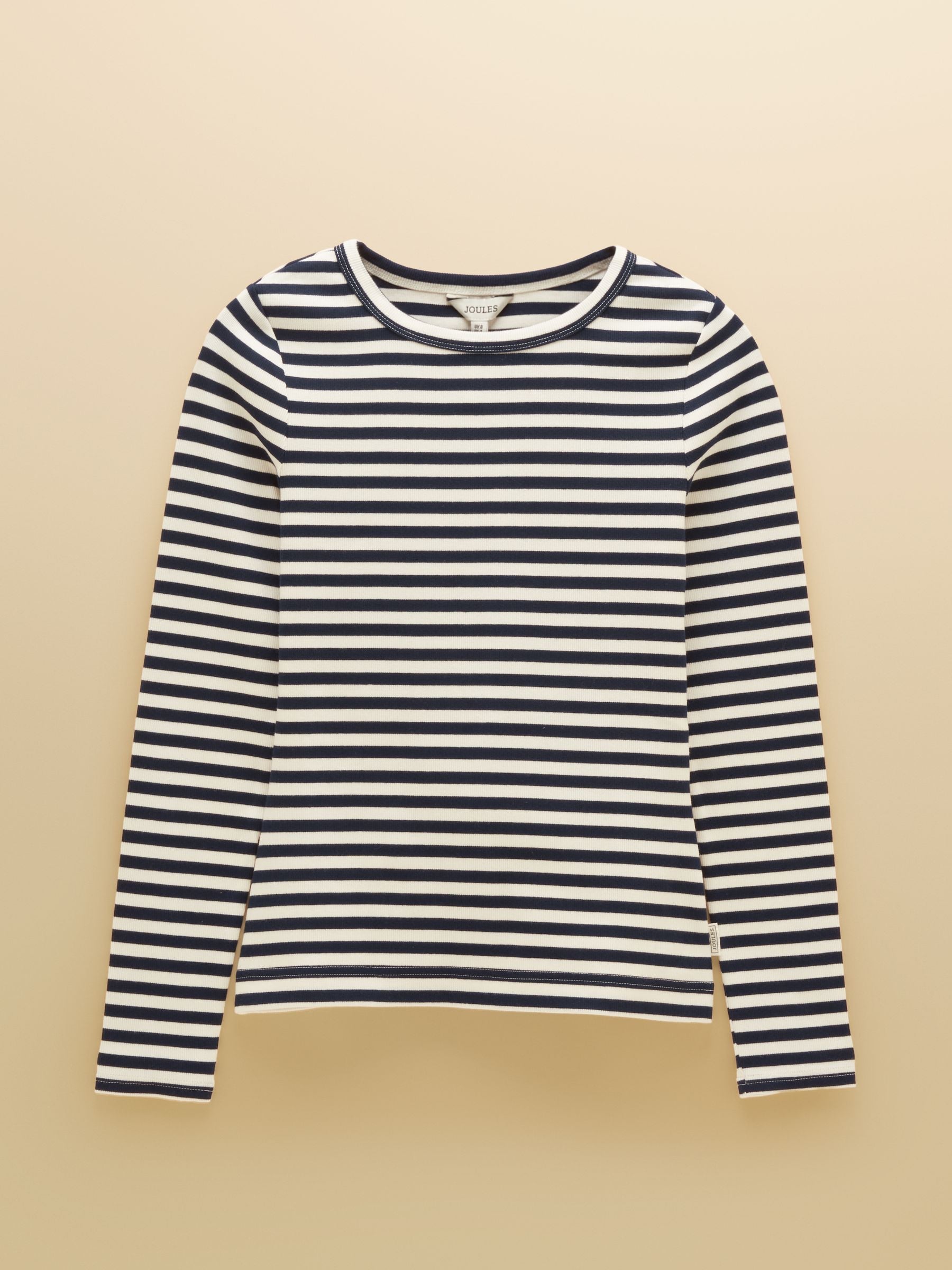 Sophie Navy Striped Long Sleeve Ribbed Fitted T-Shirt