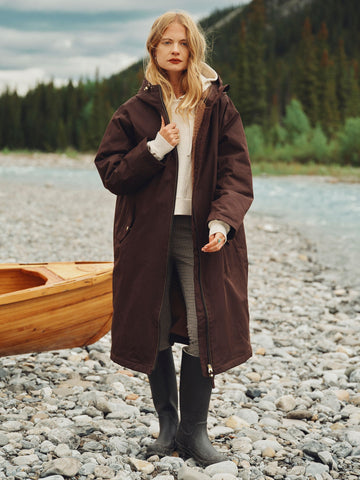 Coverall Fleece Lined Waterproof Coat - Chocolate Brown