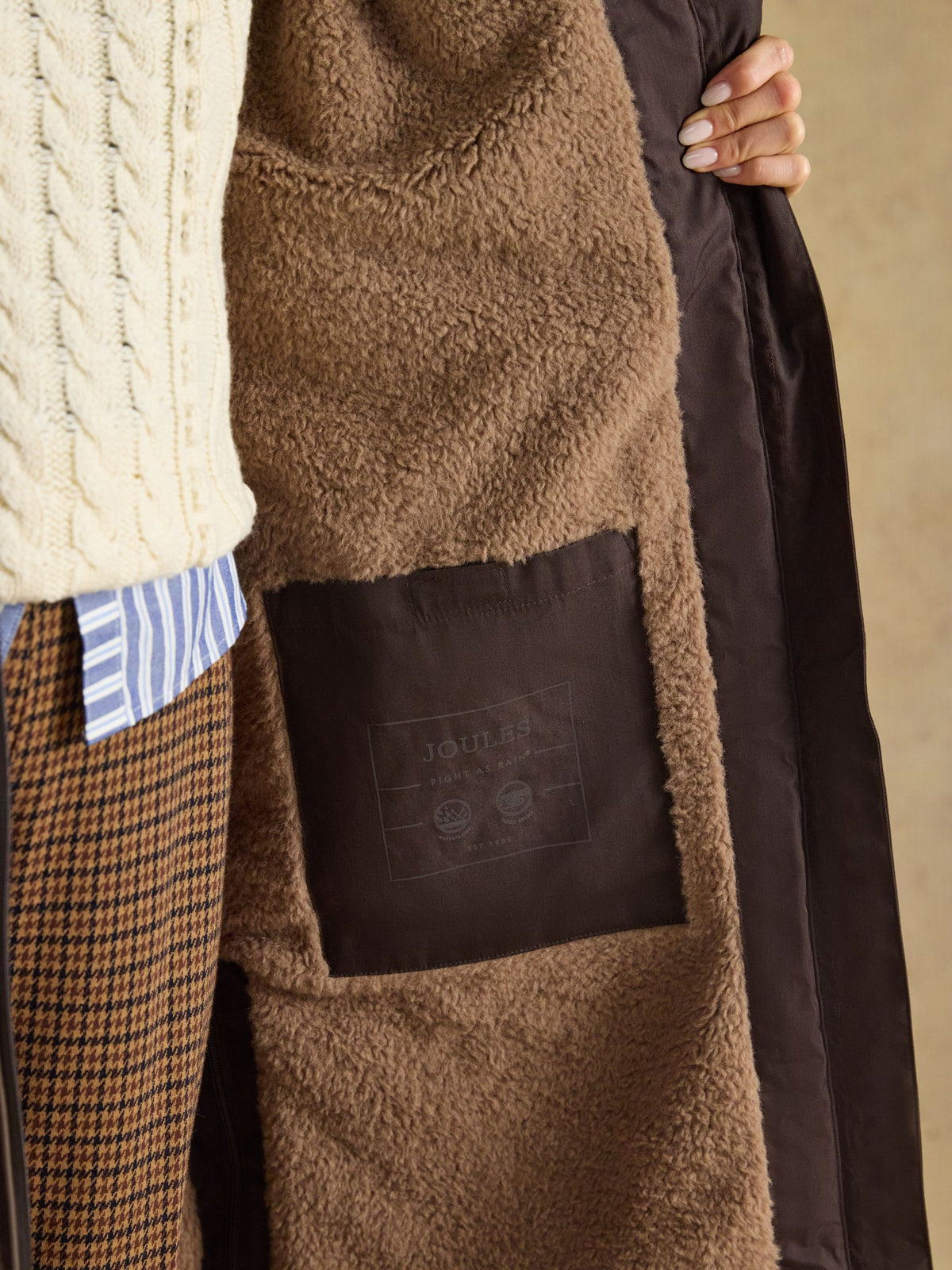 Coverall Fleece Lined Waterproof Coat - Chocolate Brown