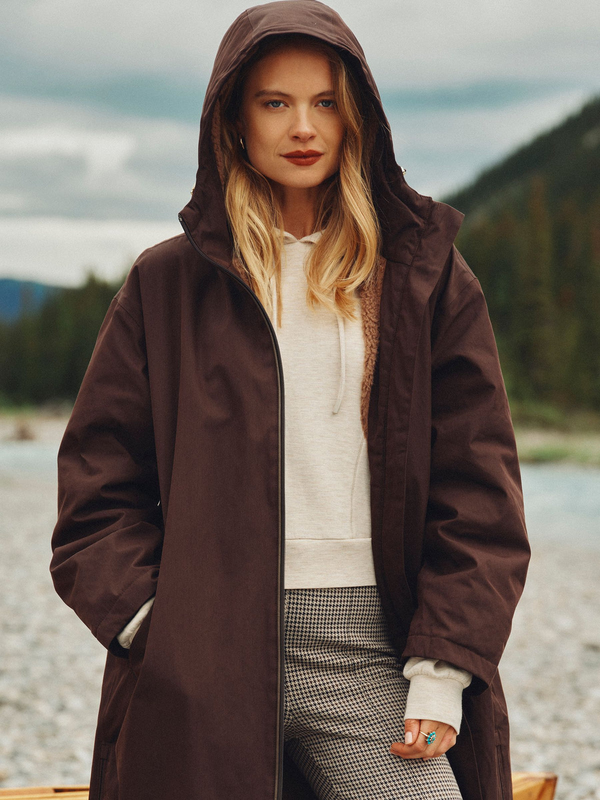 Coverall Fleece Lined Waterproof Coat - Chocolate Brown
