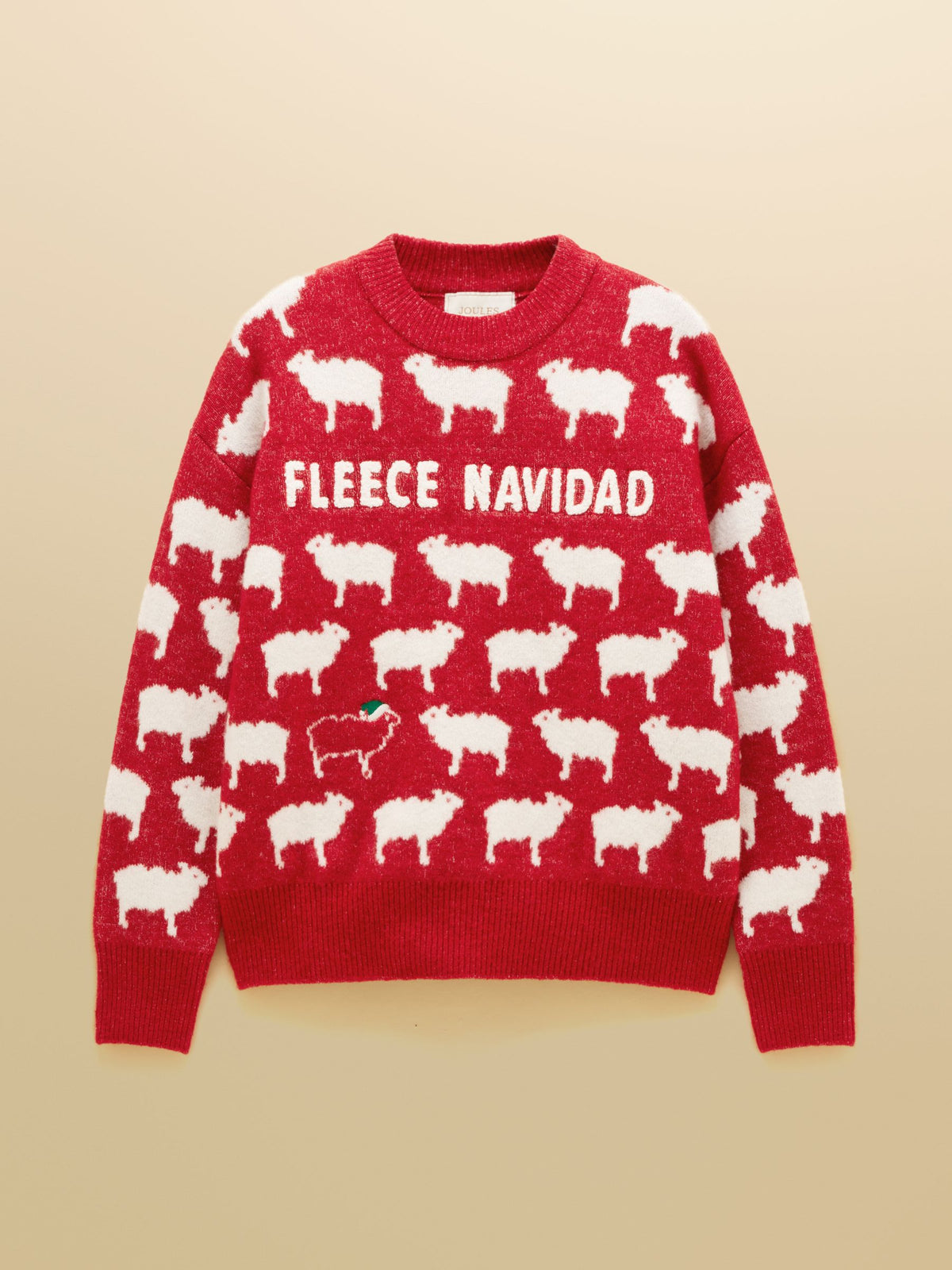 Fleece Navidad Knit Sheep Icon Crew Neck Knitted Jumper - Wine