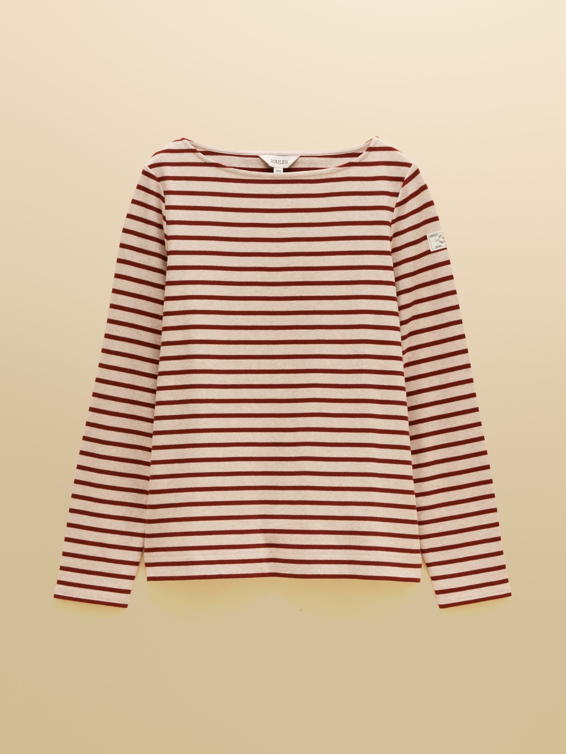 Harbour Oat Marl & Russet Long Sleeve Striped Boat Neck Breton Top