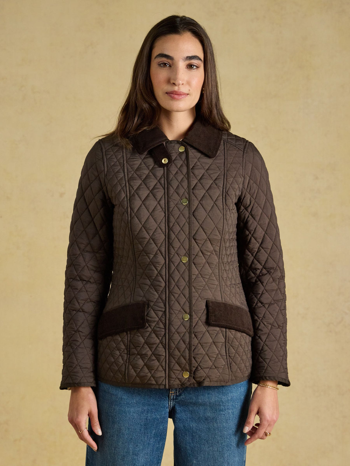 Showerproof Diamond Quilted Jacket - Chocolate