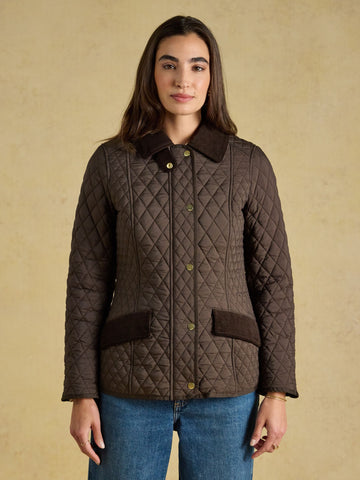 Showerproof Diamond Quilted Jacket - Chocolate