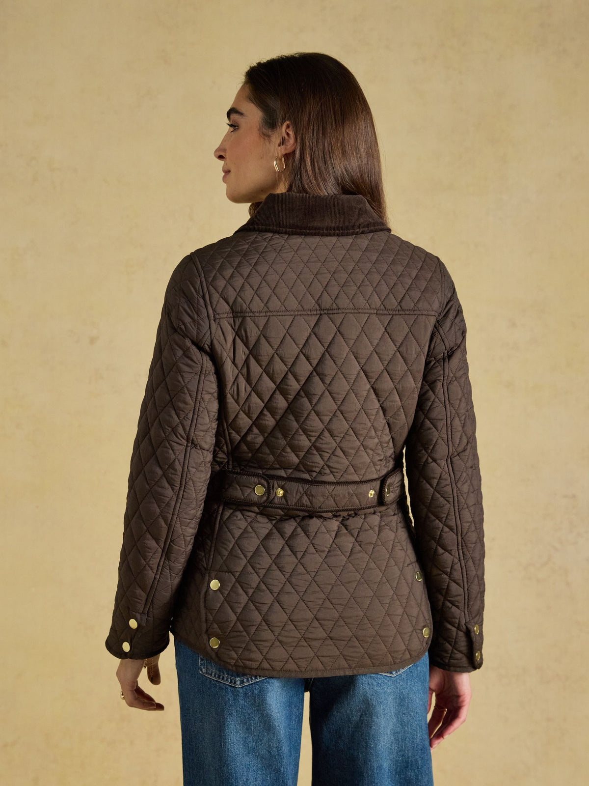 Showerproof Diamond Quilted Jacket - Chocolate