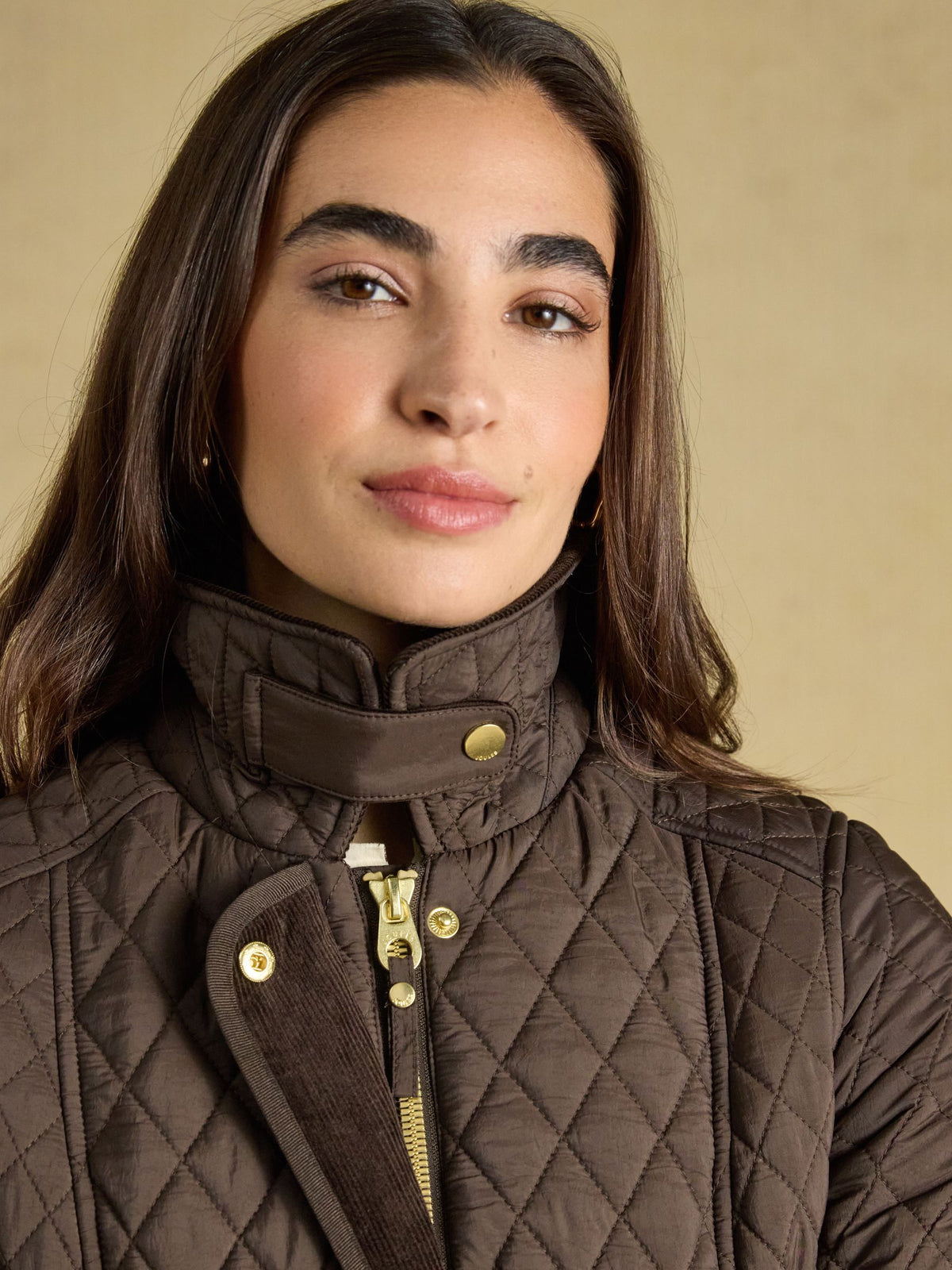 Showerproof Diamond Quilted Jacket - Chocolate