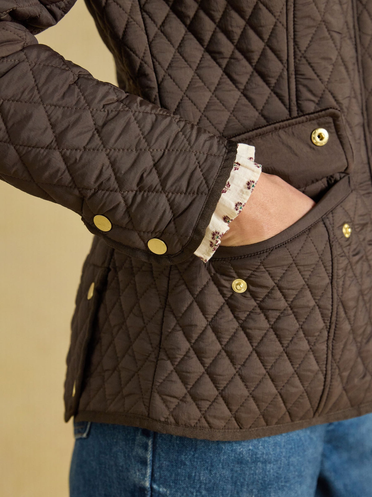 Showerproof Diamond Quilted Jacket - Chocolate