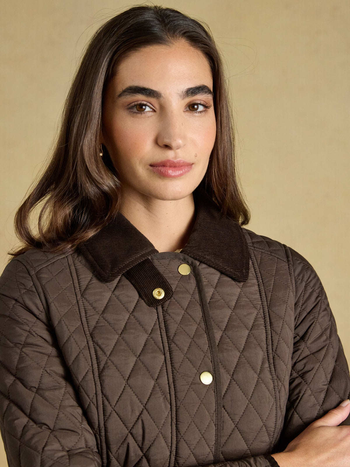 Showerproof Diamond Quilted Jacket - Chocolate