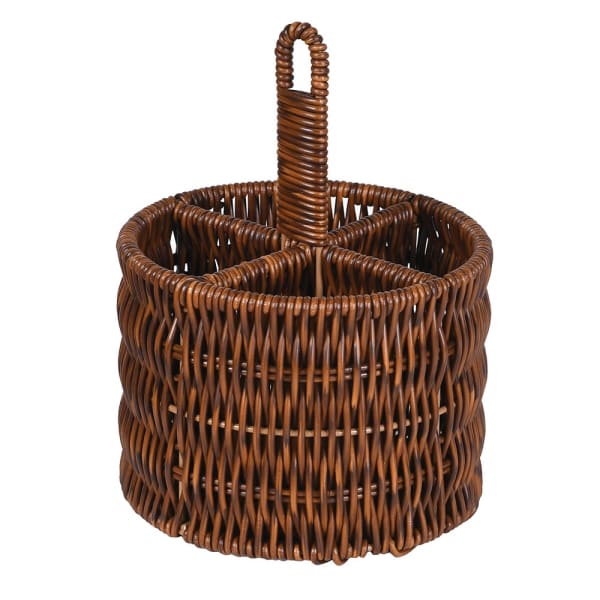 Faux Rattan Utensil Holder