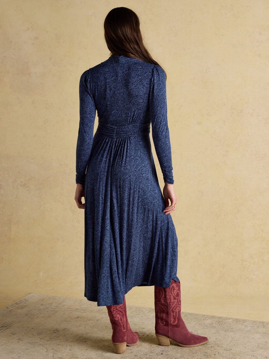 Blue Mina Jersey Ruched Waist Dress