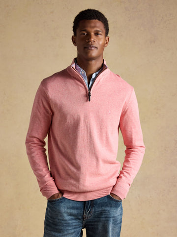 Hillside Pink Quarter Zip Knitted Jumper