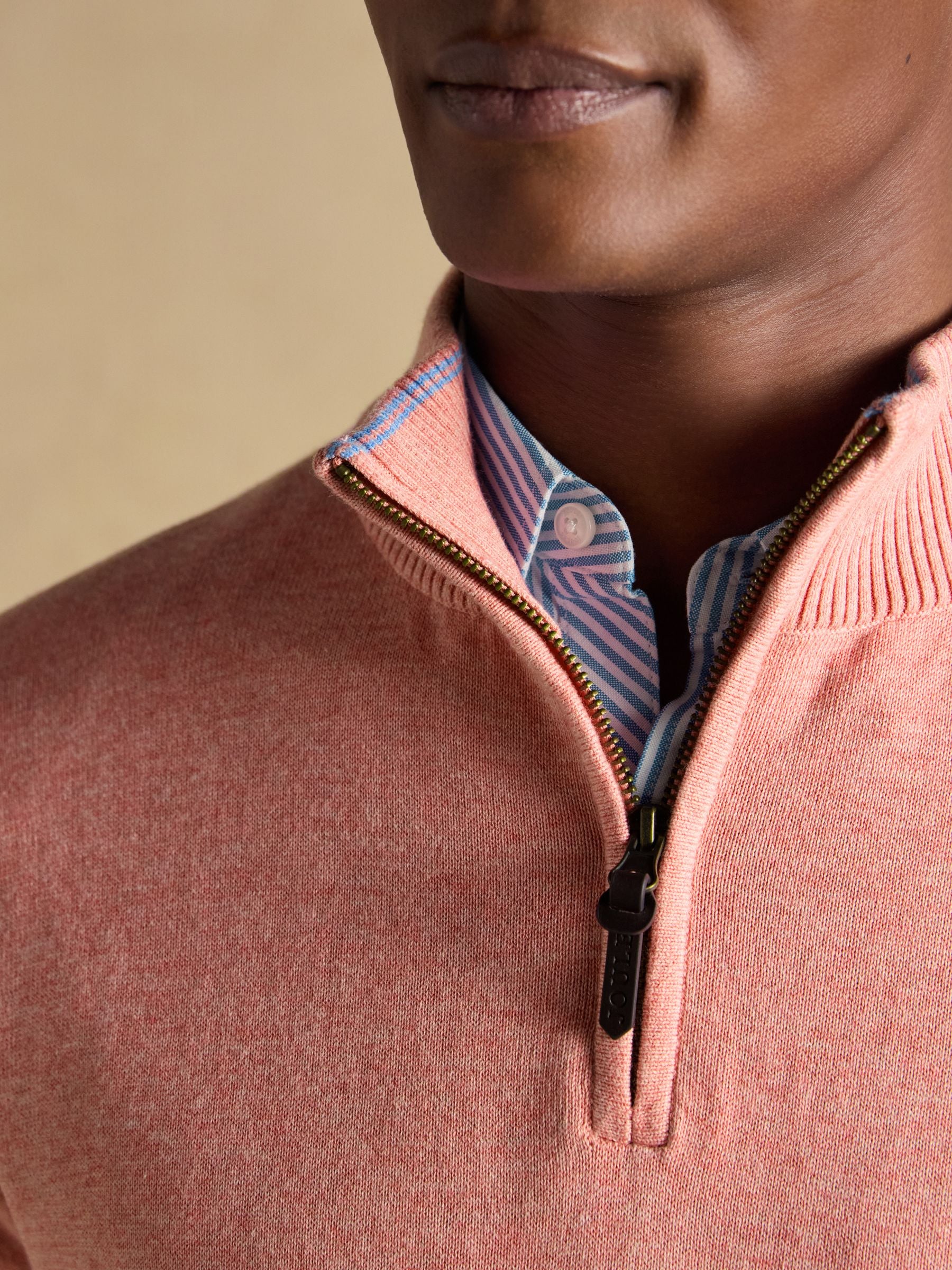 Hillside Pink Quarter Zip Knitted Jumper