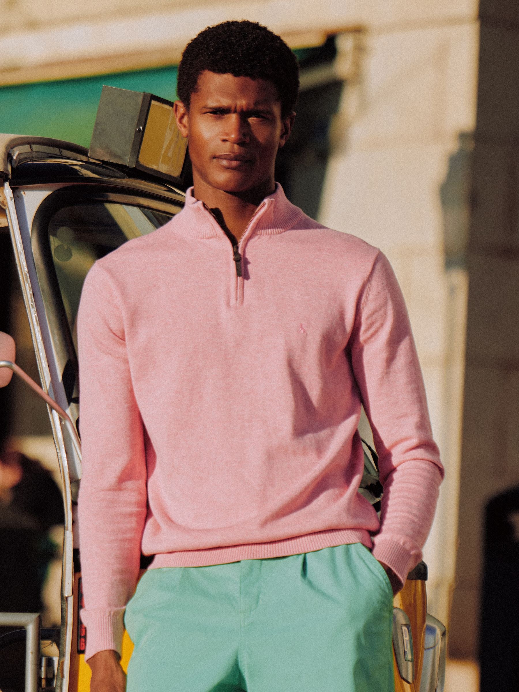 Hillside Pink Quarter Zip Knitted Jumper