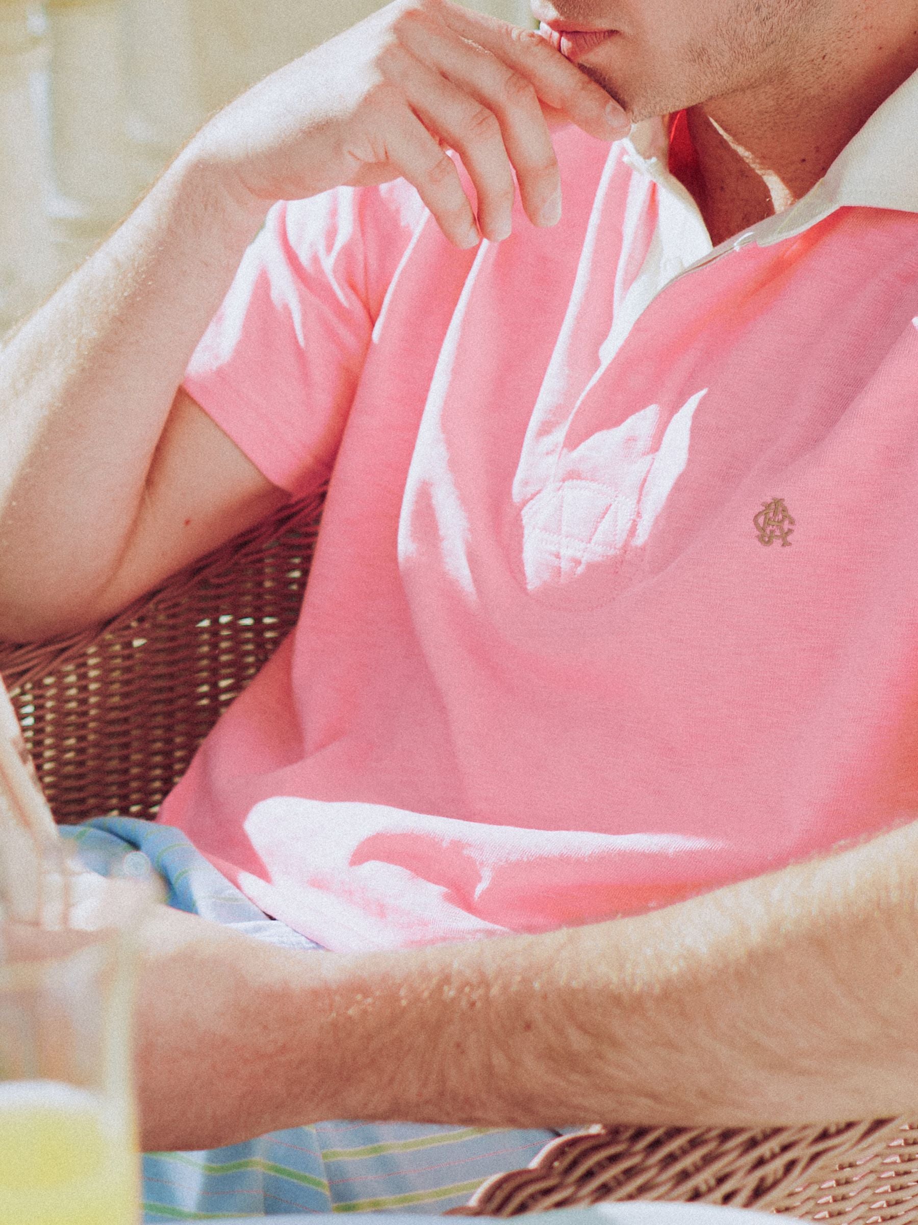 Summer Slub Pink Short Sleeve Rugby Shirt