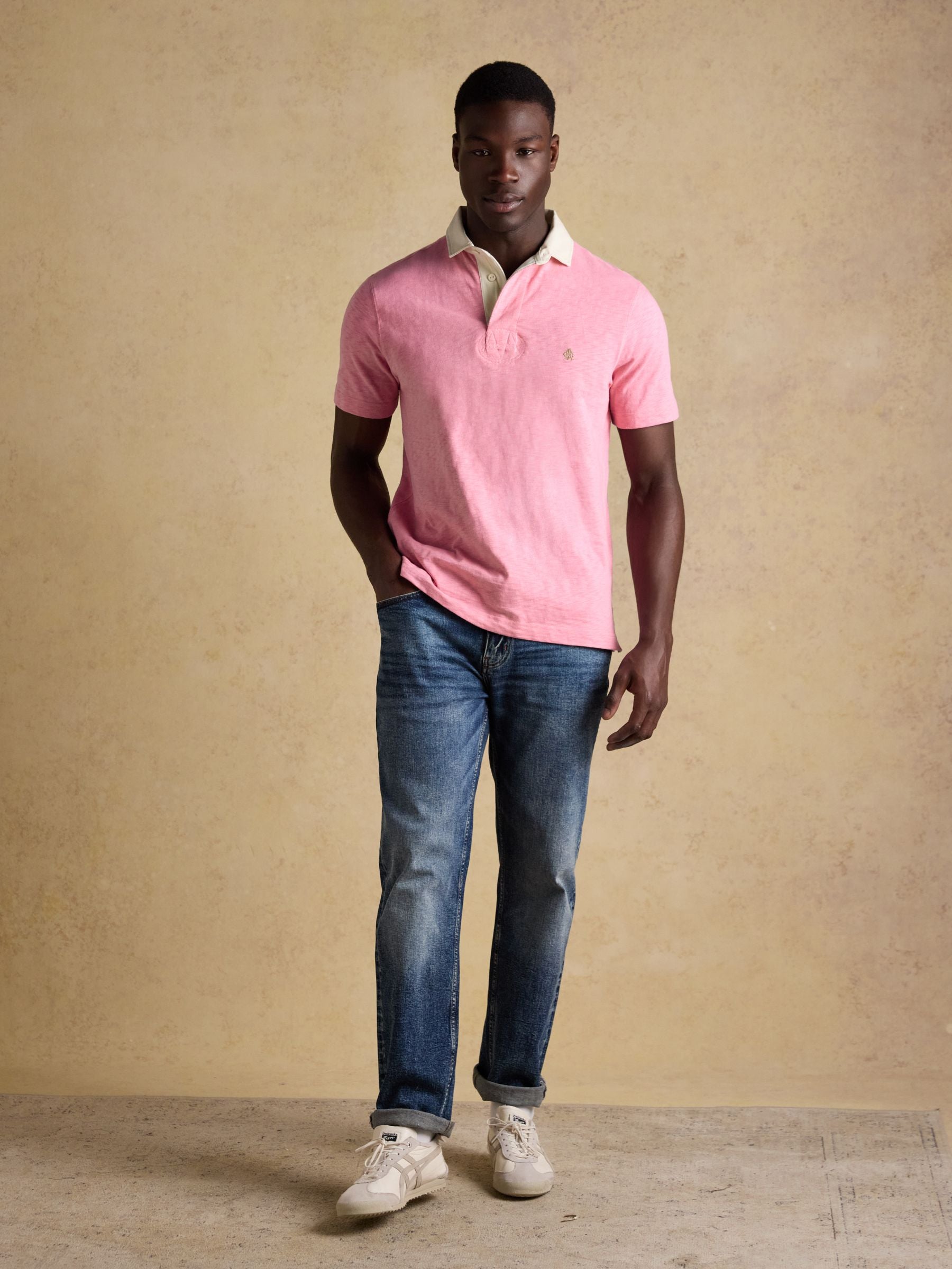 Summer Slub Pink Short Sleeve Rugby Shirt