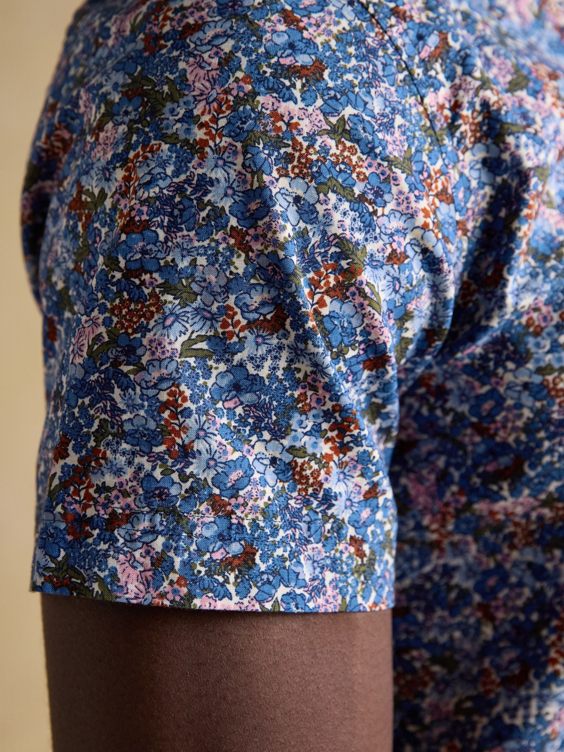 Navy Floral Short Sleeve Classic Fit Shirt