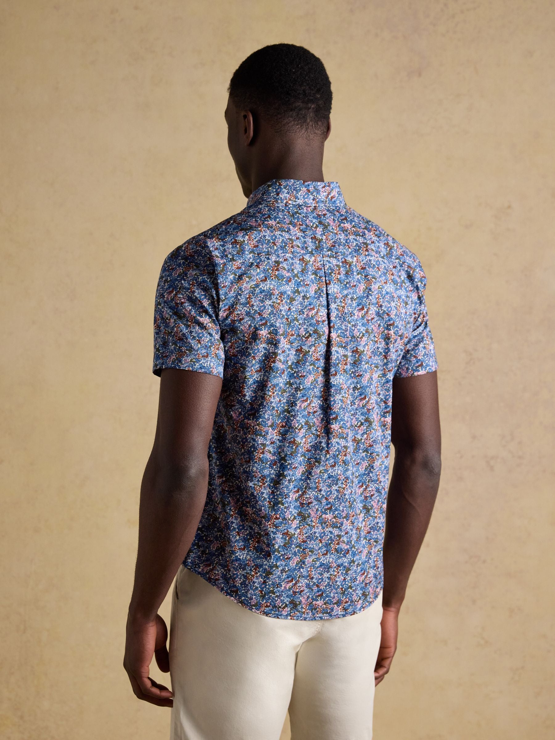 Navy Floral Short Sleeve Classic Fit Shirt