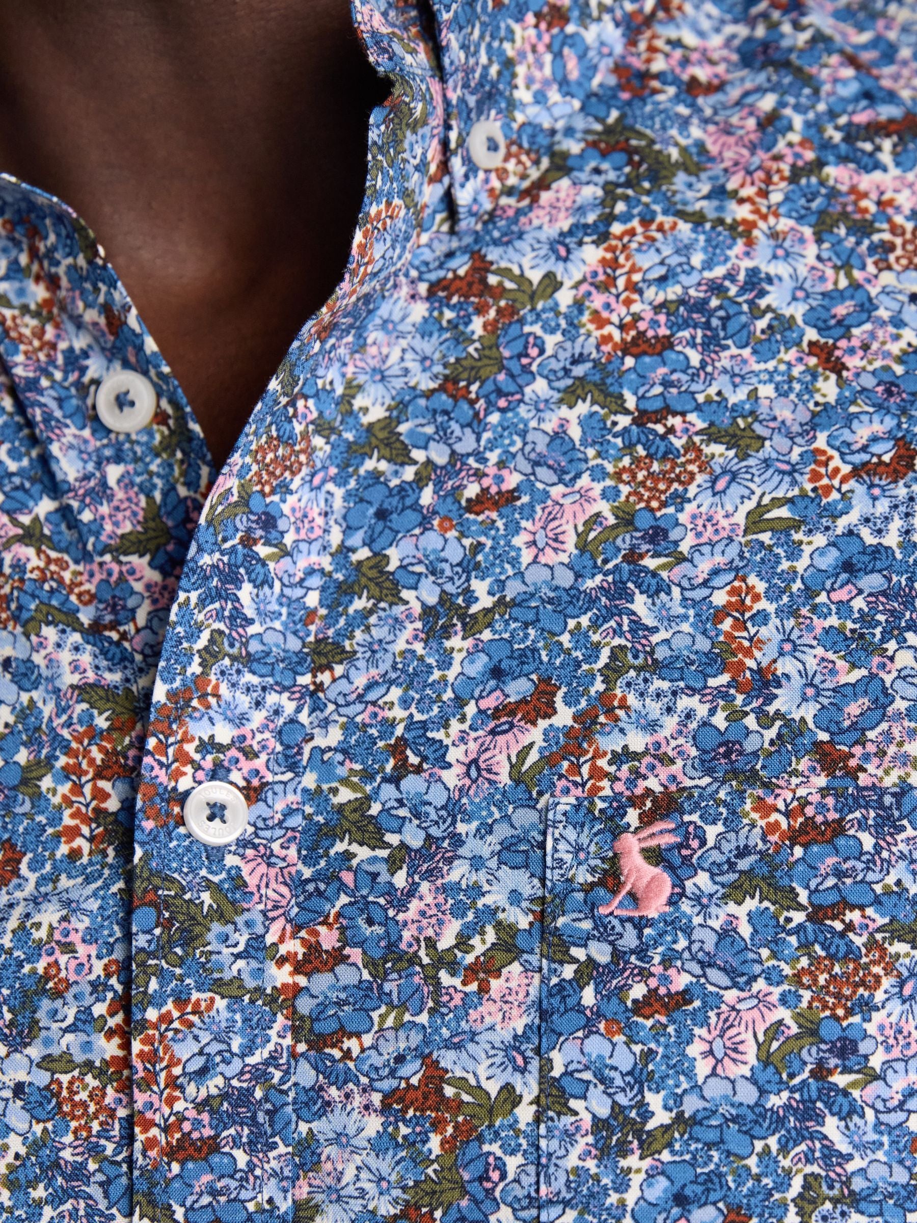 Navy Floral Short Sleeve Classic Fit Shirt