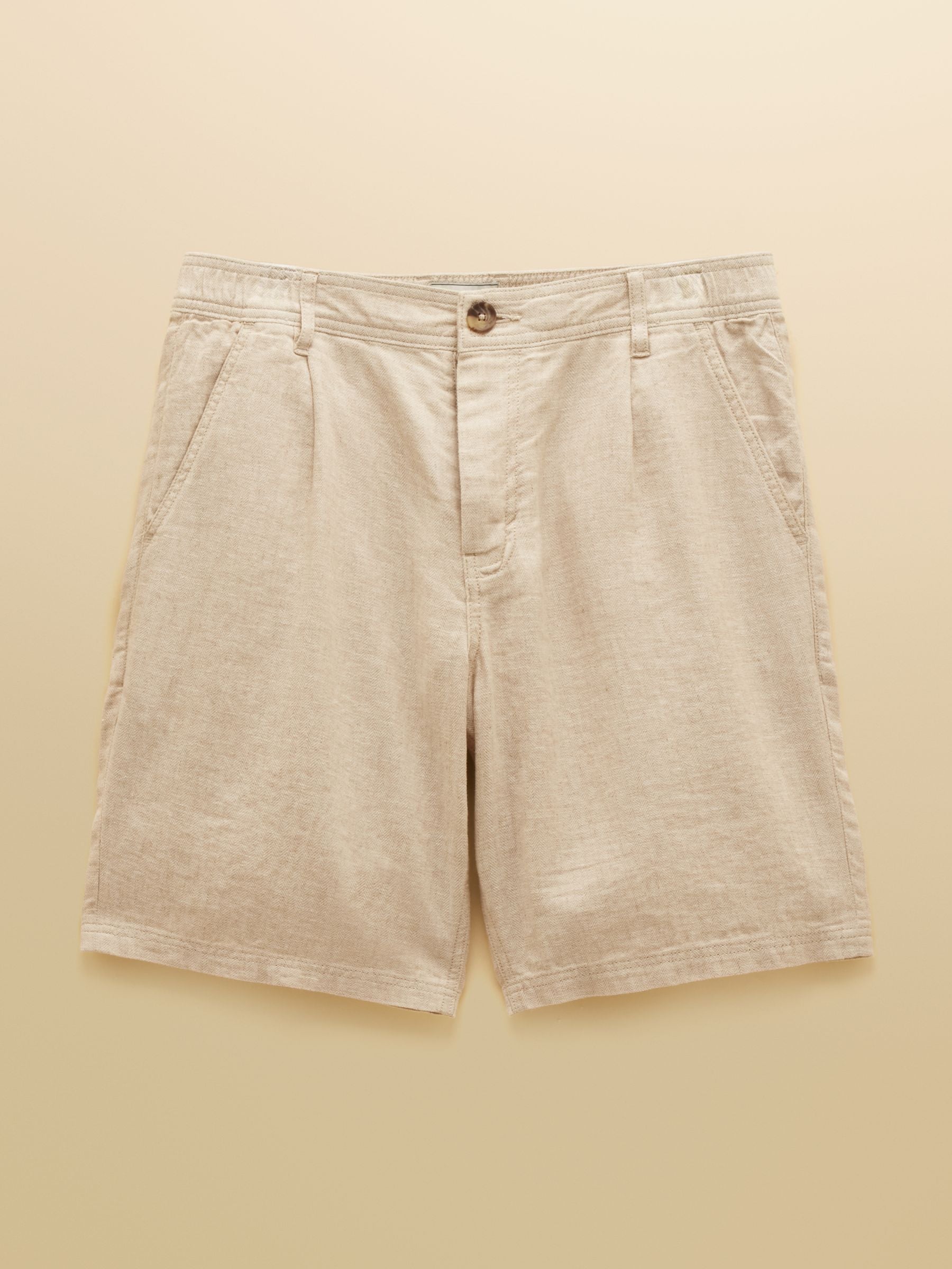 Neutral Linen Blend Shorts