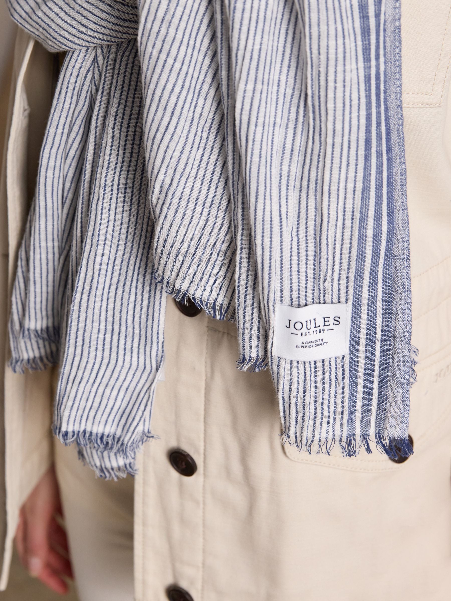 Orla Navy Stripe Printed Scarf