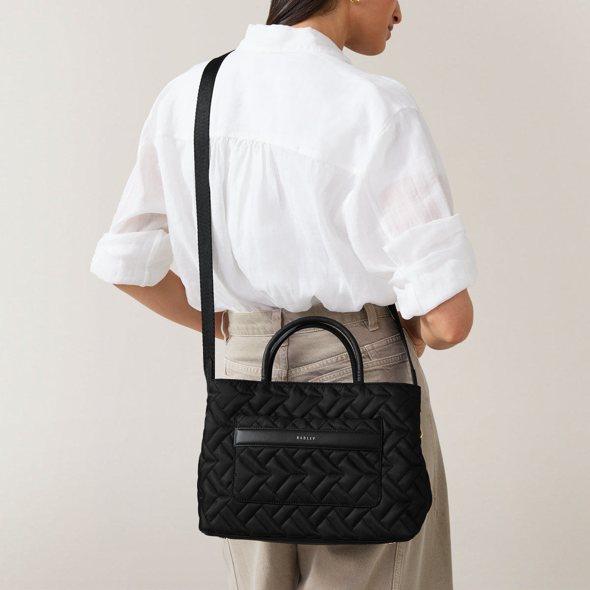 HOLLAND PARK - QUILT MEDIUM ZIPTOP GRAB BLACK