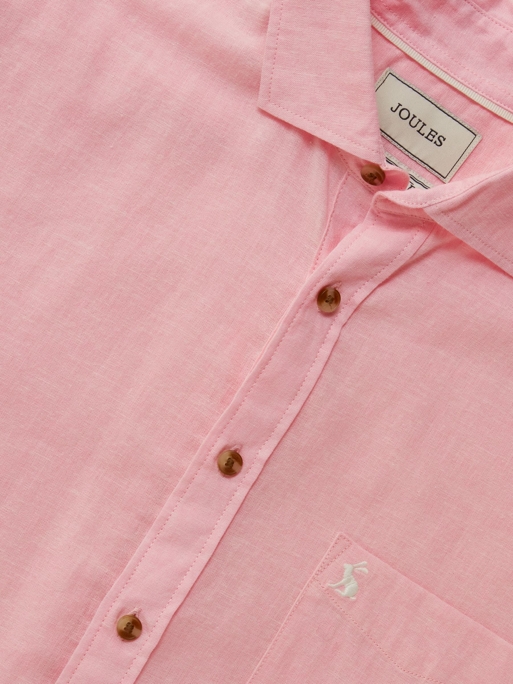 Pink Linen Blend Short Sleeve Shirt