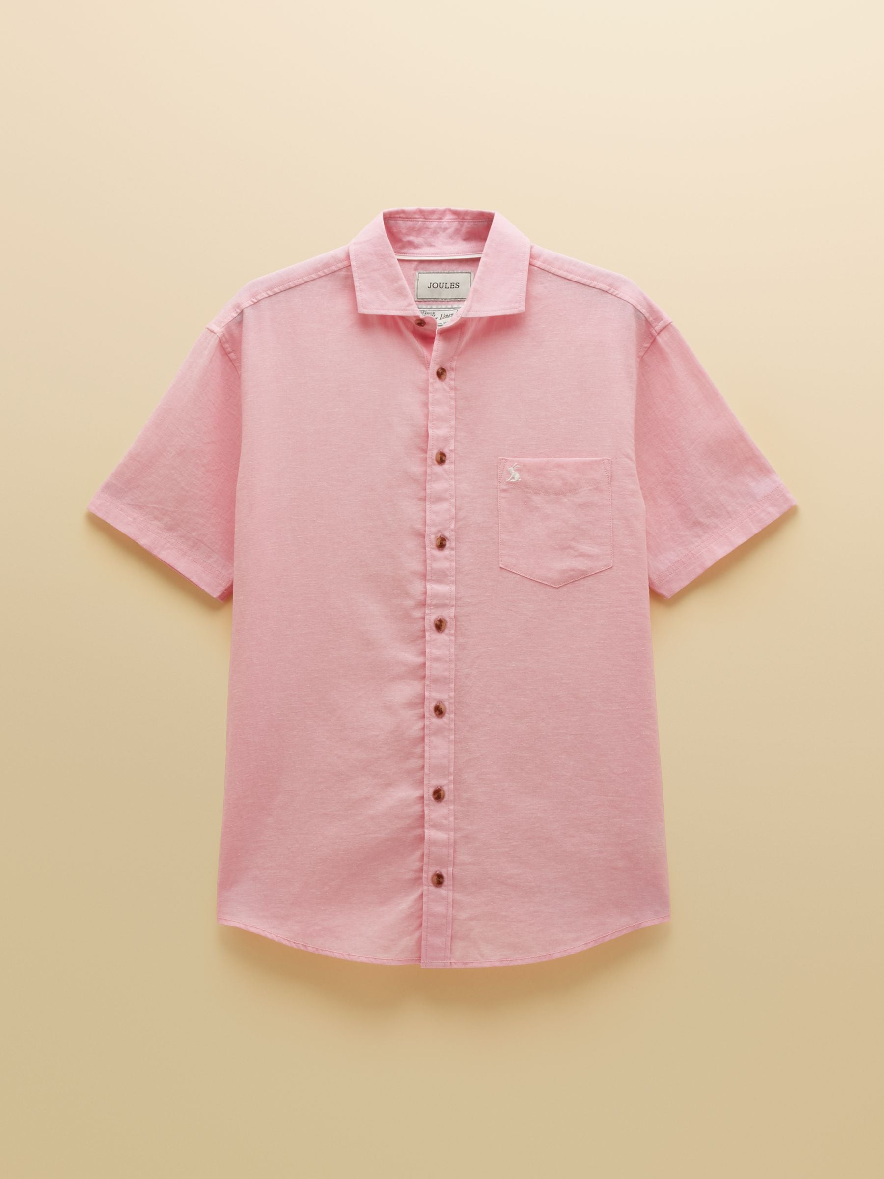 Pink Linen Blend Short Sleeve Shirt