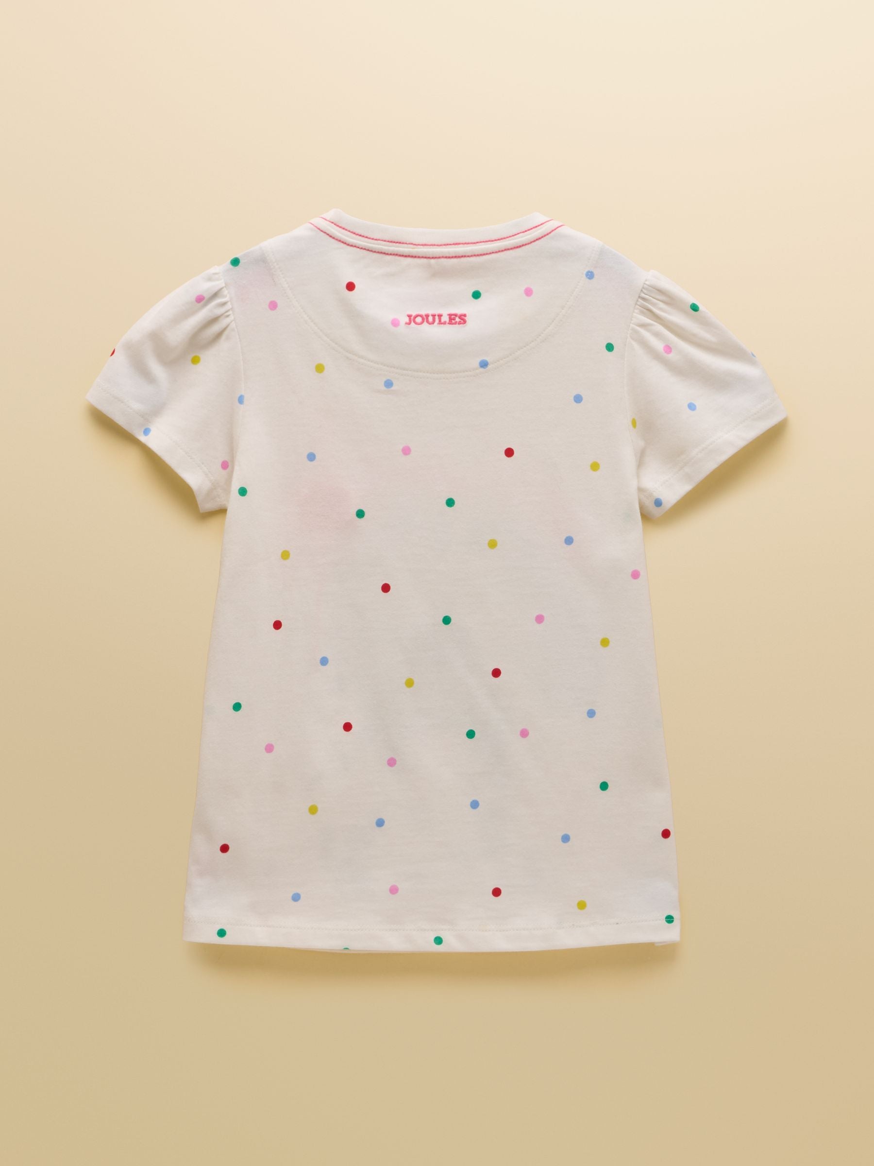 Girls' Astra White Dog Applique Cotton T-Shirt