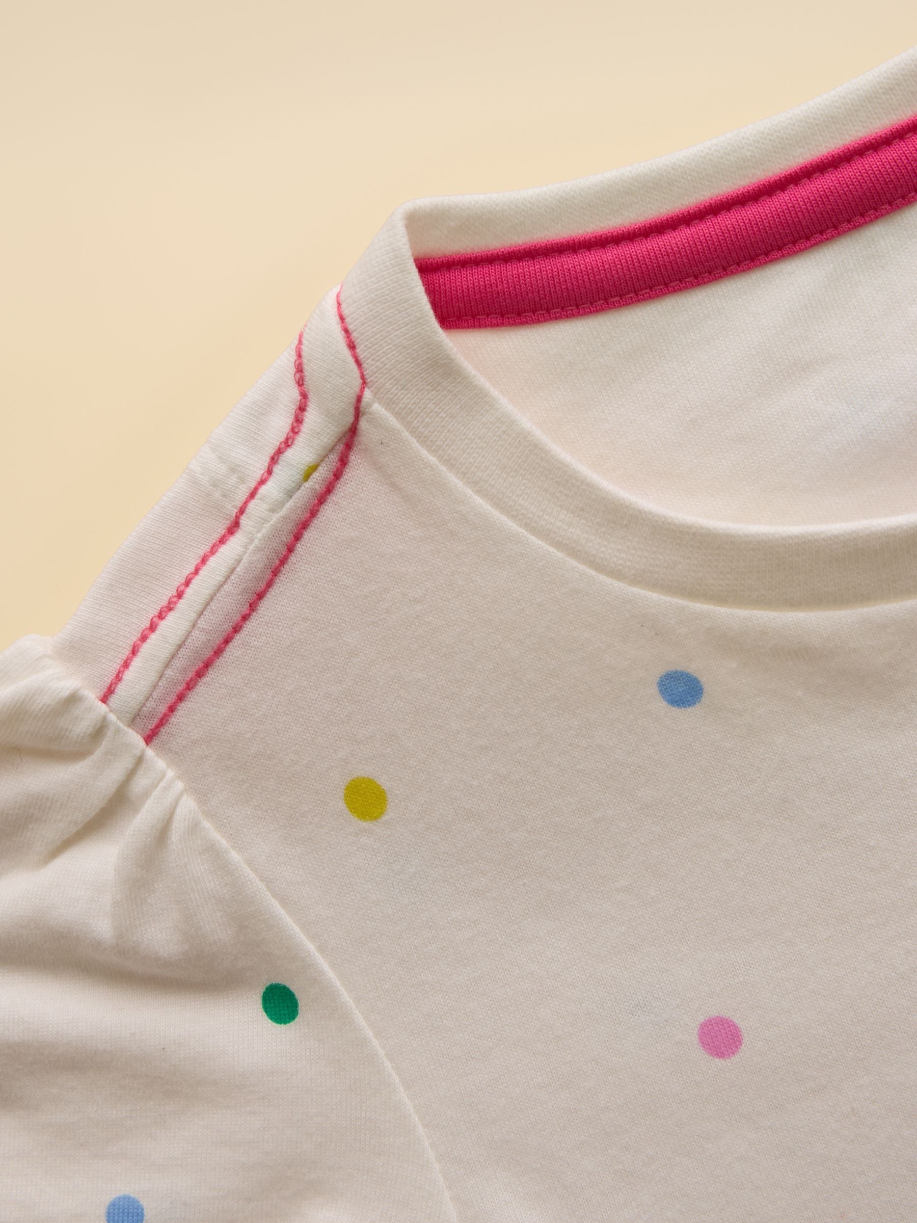 Girls' Astra White Dog Applique Cotton T-Shirt
