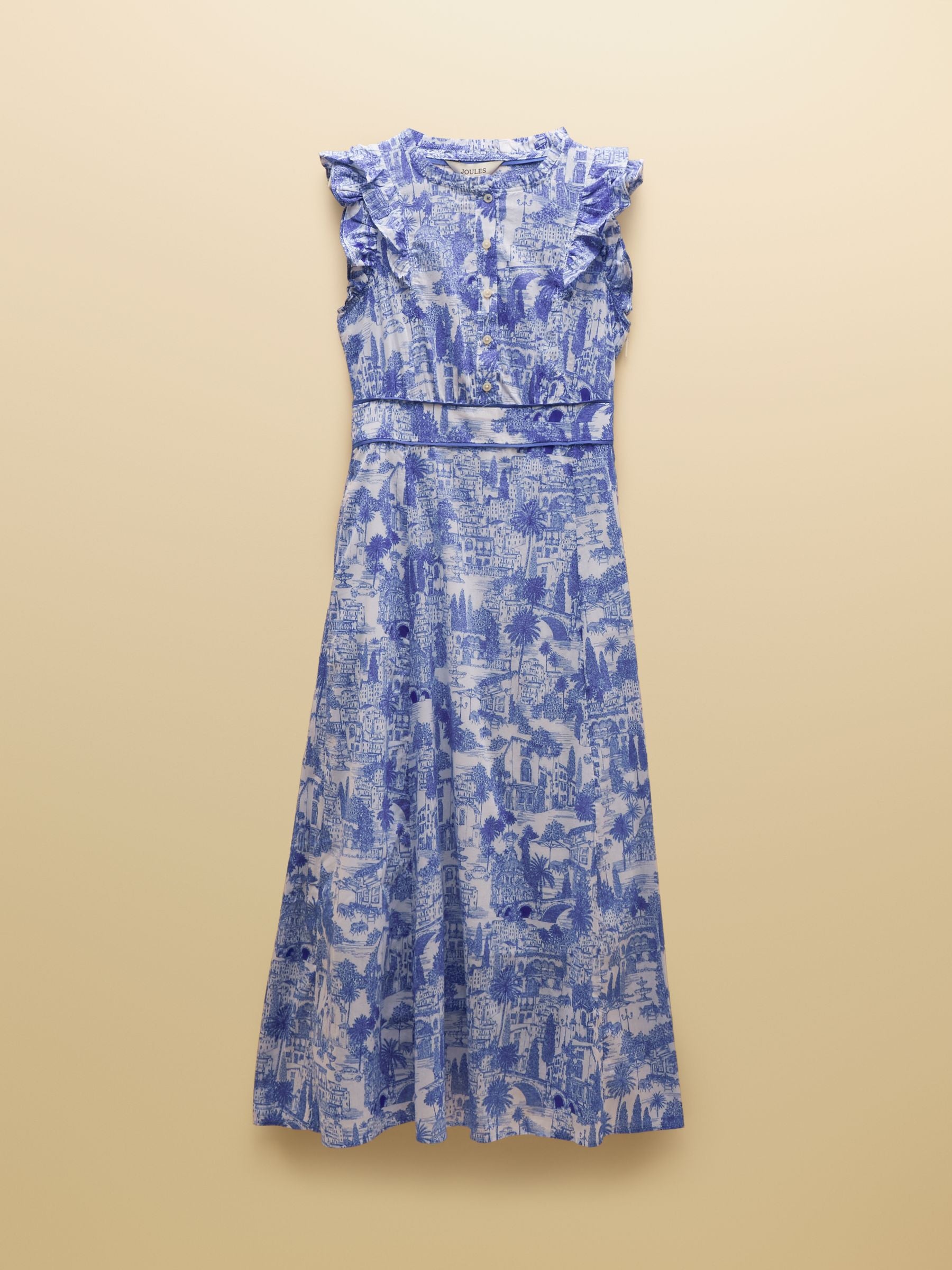 Samantha Blue & White Toile Woven Maxi Dress