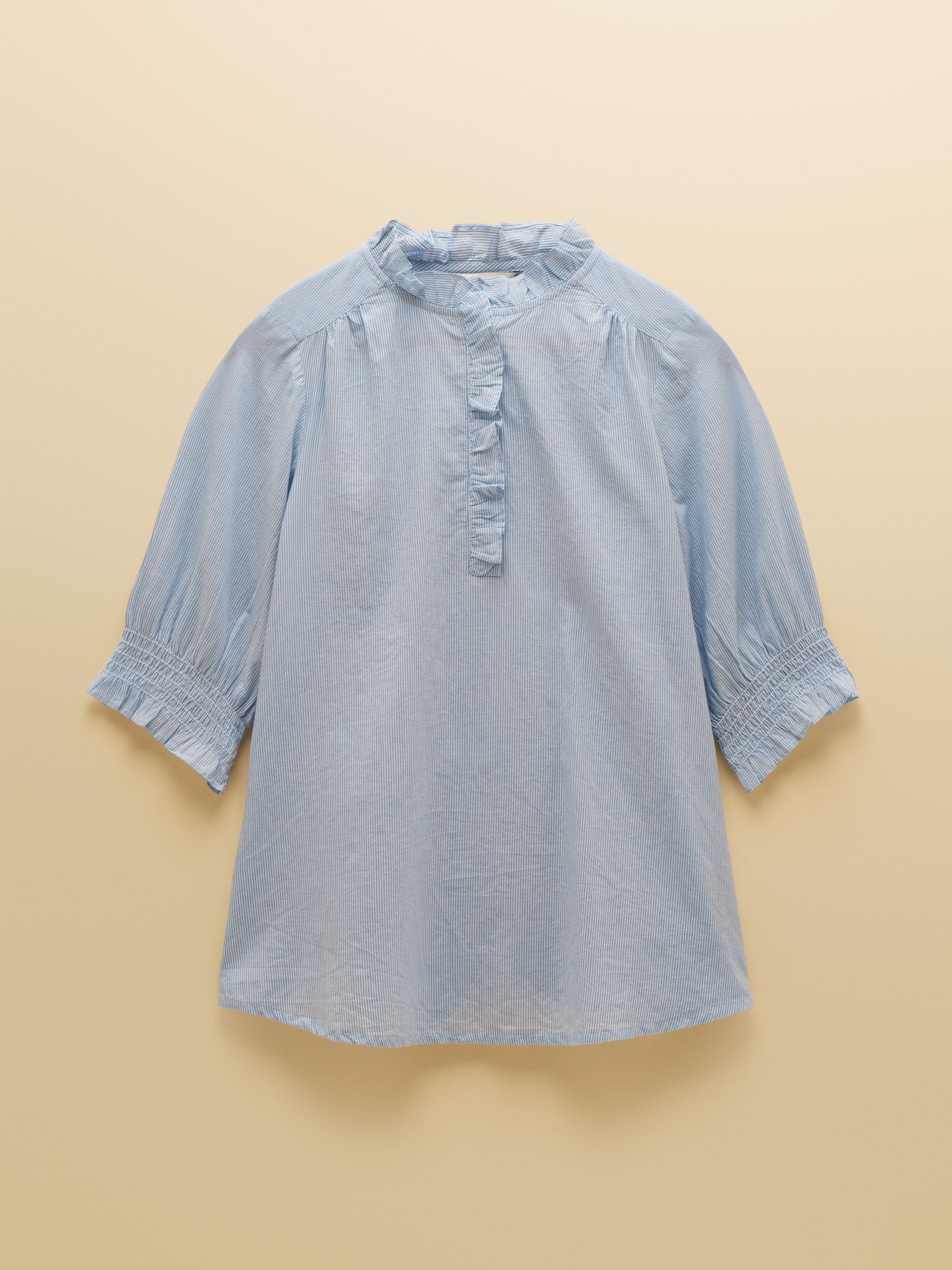 Melanie Blue Short Sleeve Ruffle Blouse