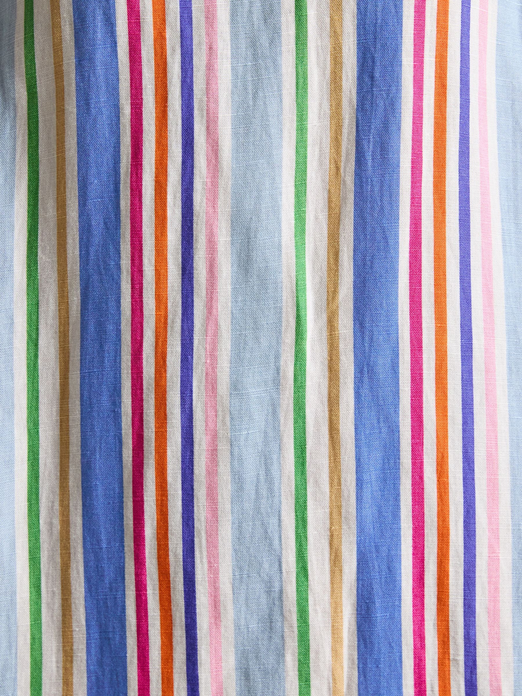 Delphine Multi Striped Shift Dress With Linen