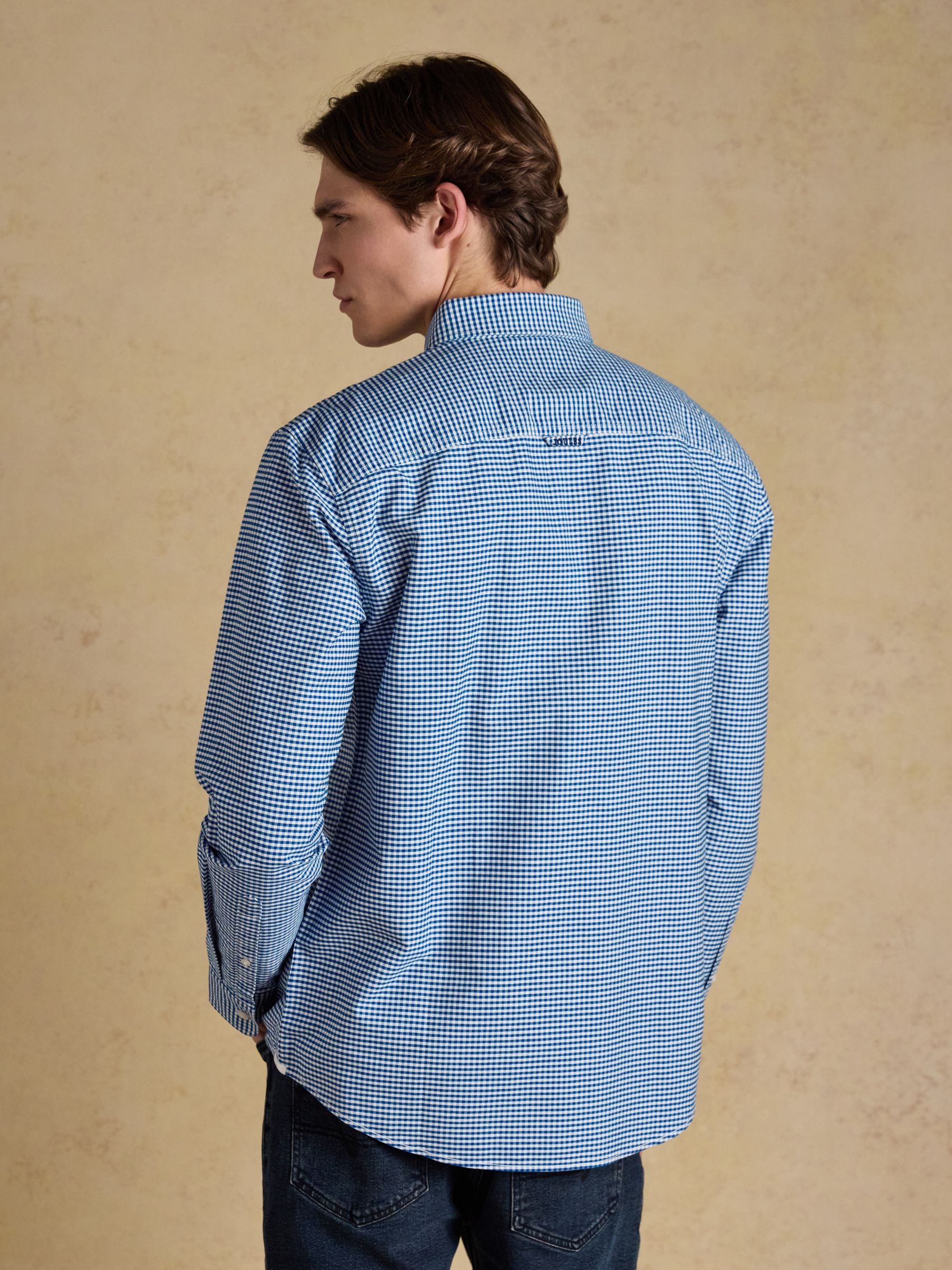 Blue Checked Classic Fit Cotton Oxford Shirt