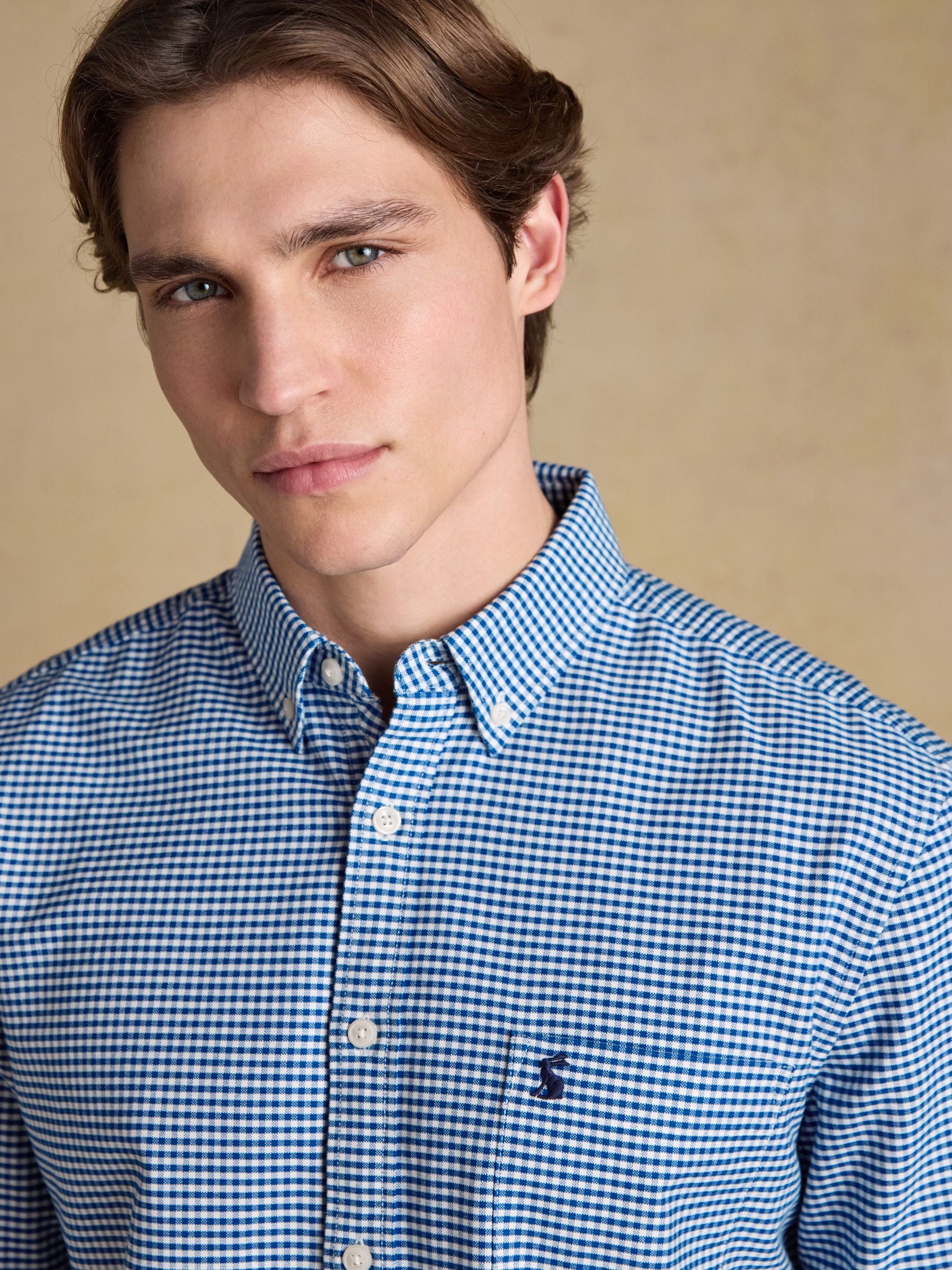 Blue Checked Classic Fit Cotton Oxford Shirt