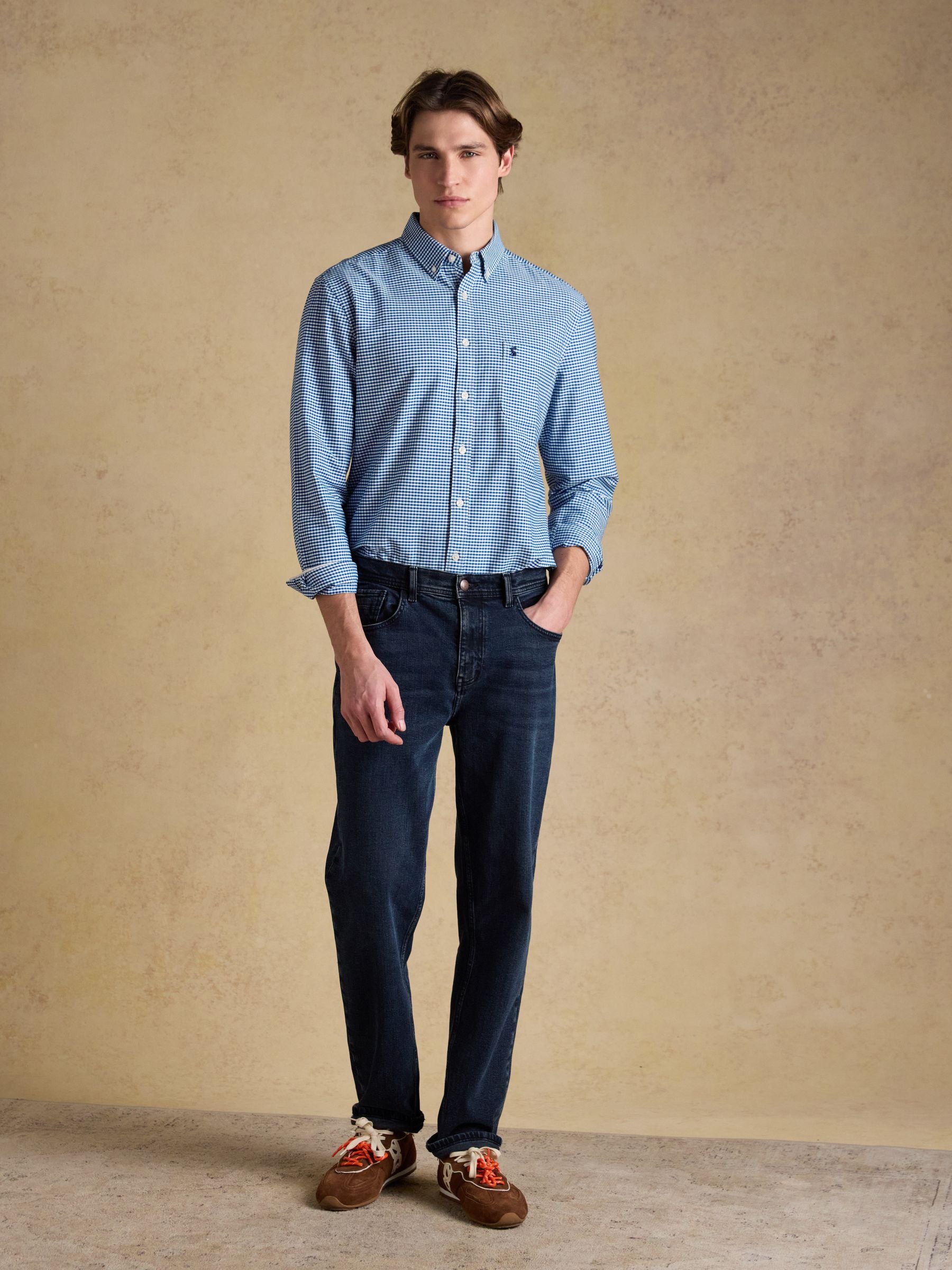 Blue Checked Classic Fit Cotton Oxford Shirt