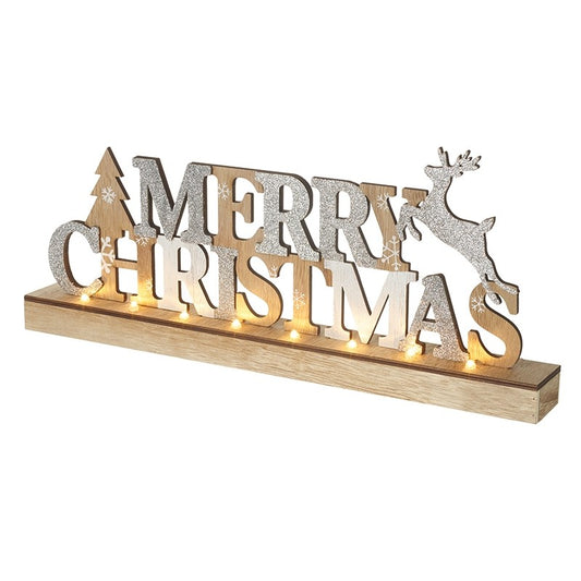 MERRY CHRISTMAS WOODEN LIGHT UP PLAQUE