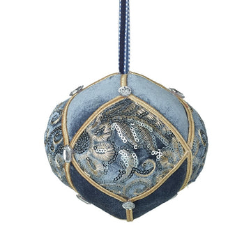 HANGING BLUE PATTERNED BAUBLE